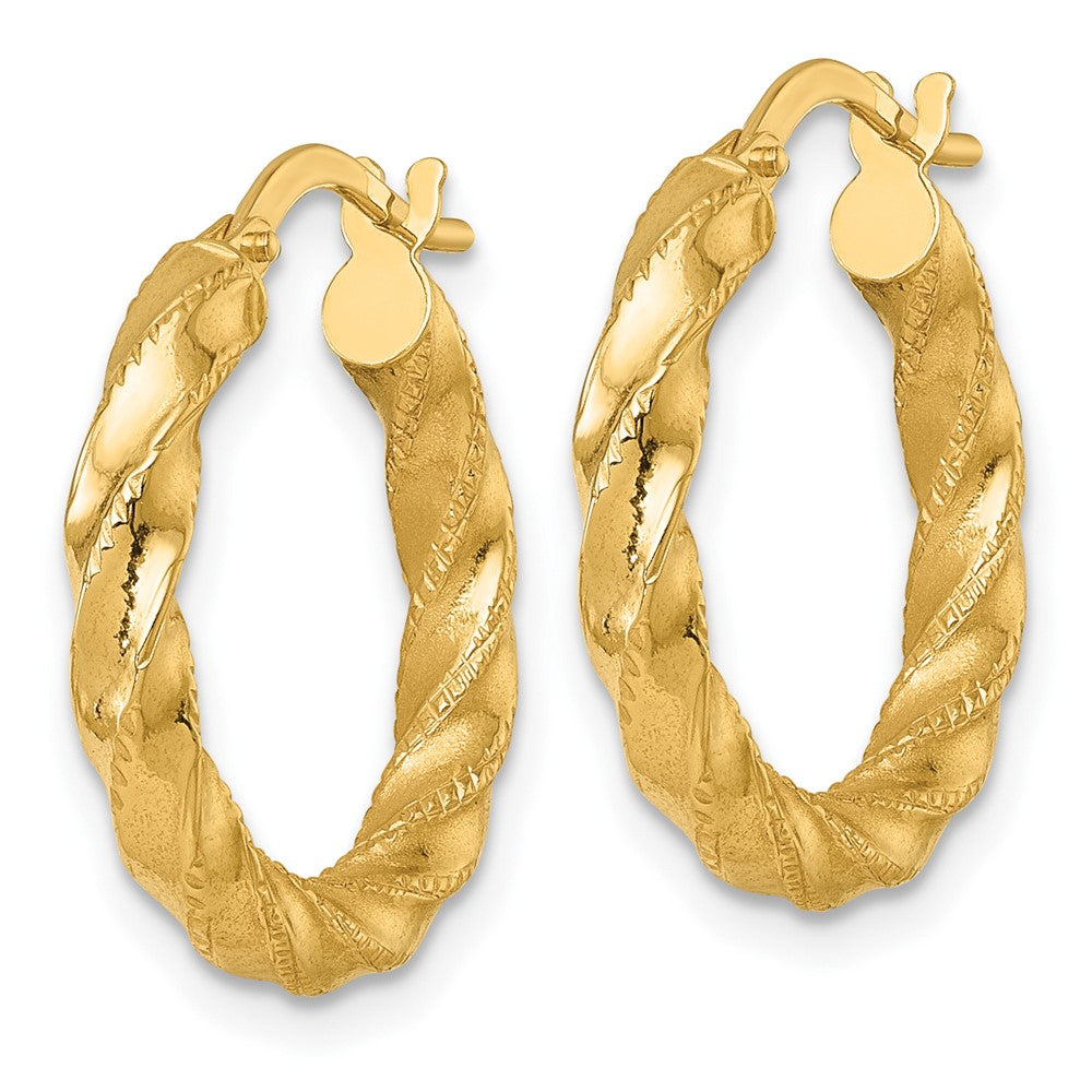Polished Diamond-cut Twist Hoop Earrings - 1.67g