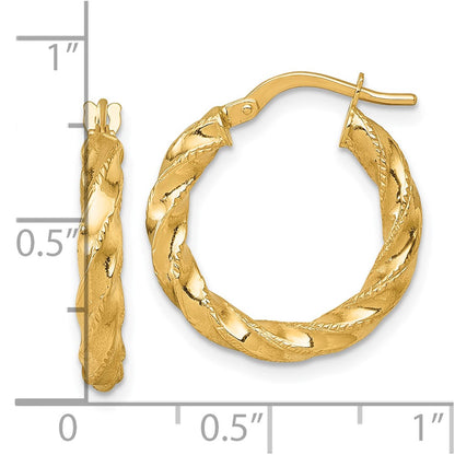 Polished Diamond-cut Twist Hoop Earrings - 1.67g
