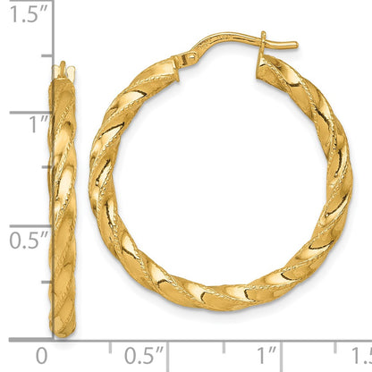 Polished Diamond-cut Twist Hoop Earrings - 2.48g