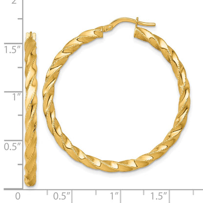 Polished Diamond-cut Twist Hoop Earrings - 3.29g