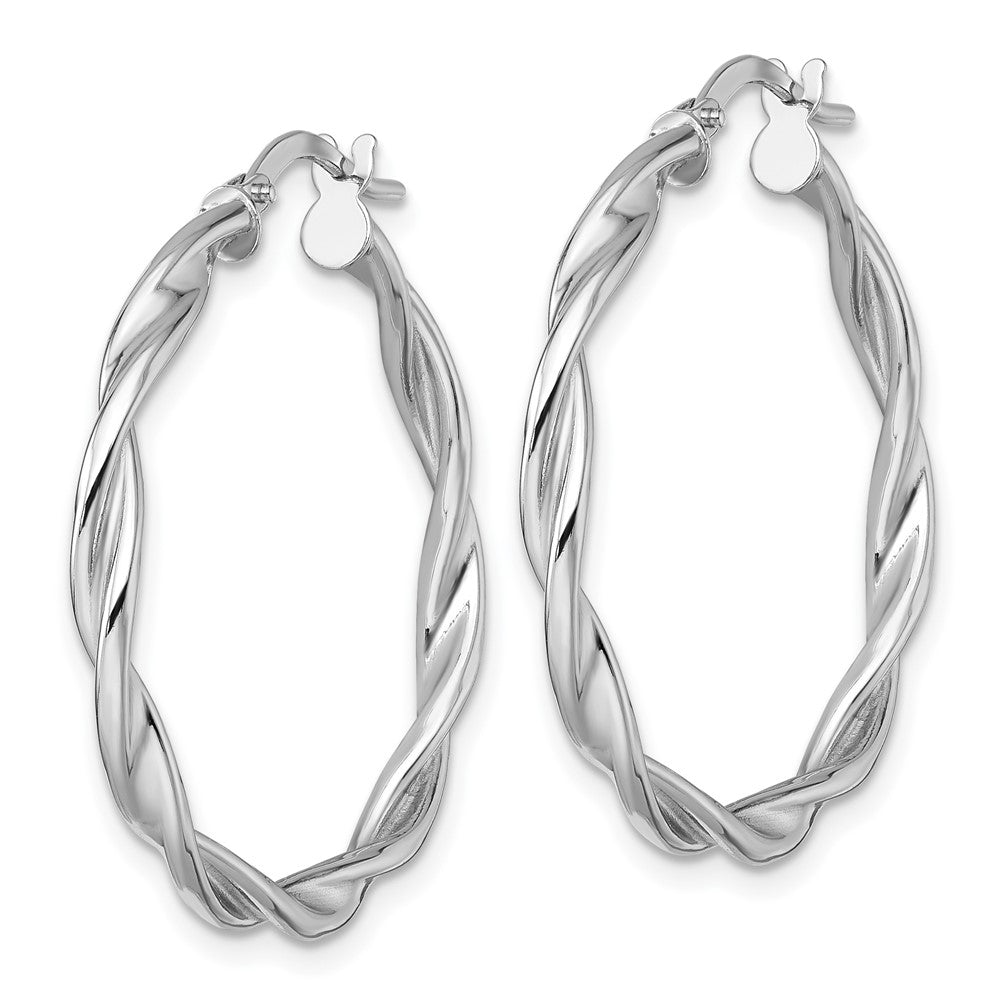 Polished Twist Hoop Earrings - White Gold