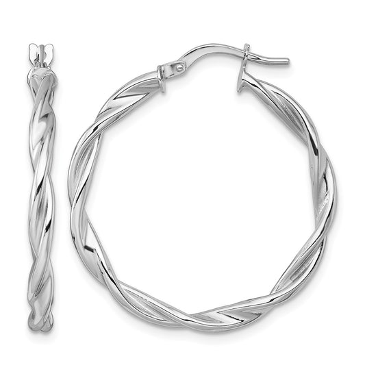 Polished Twist Hoop Earrings - White Gold