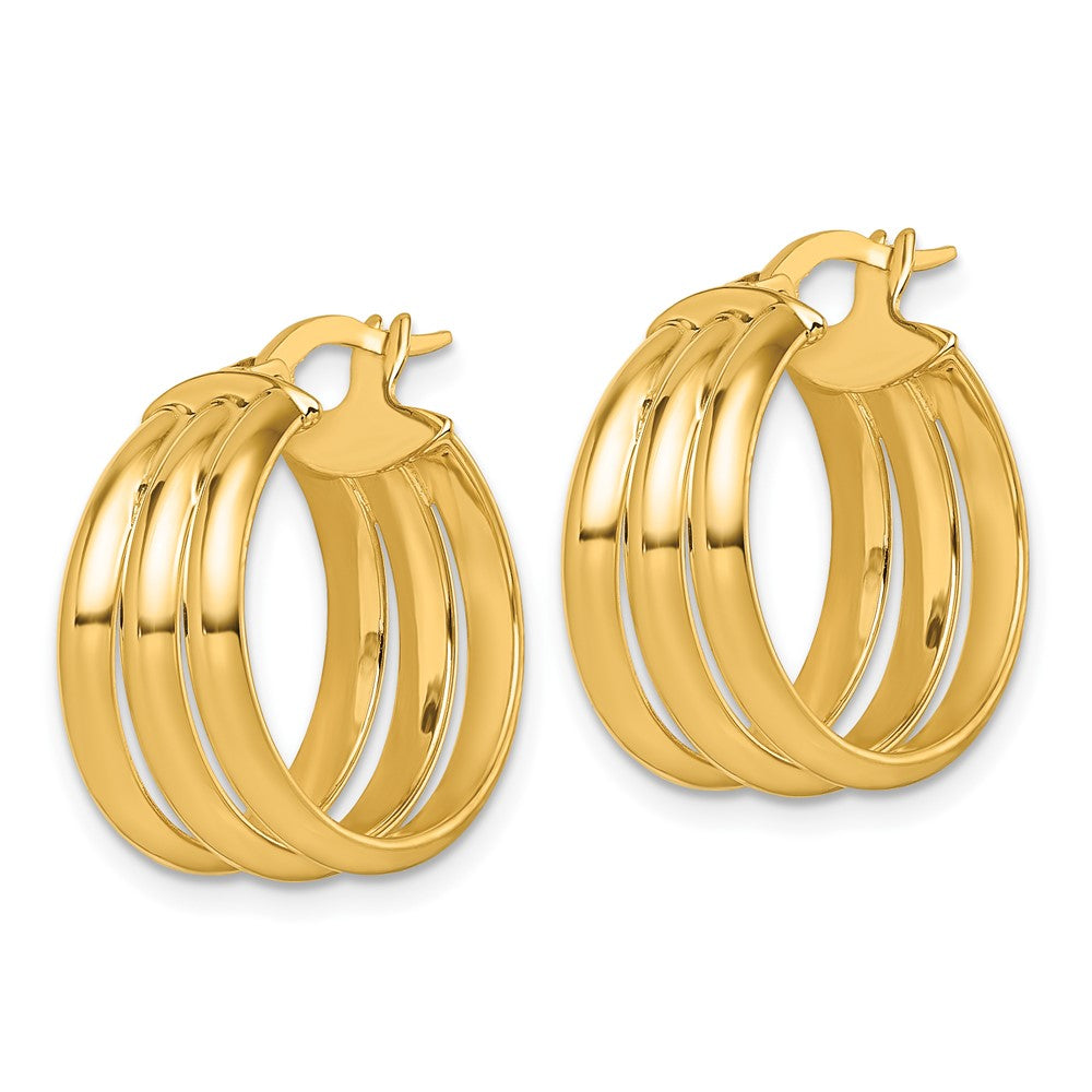 Polished Triple Row Hoop Earrings