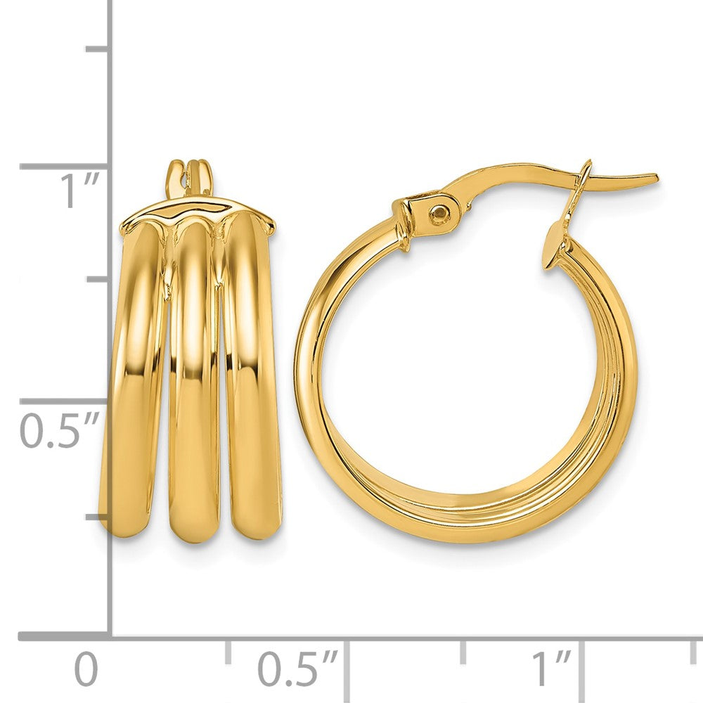 Polished Triple Row Hoop Earrings