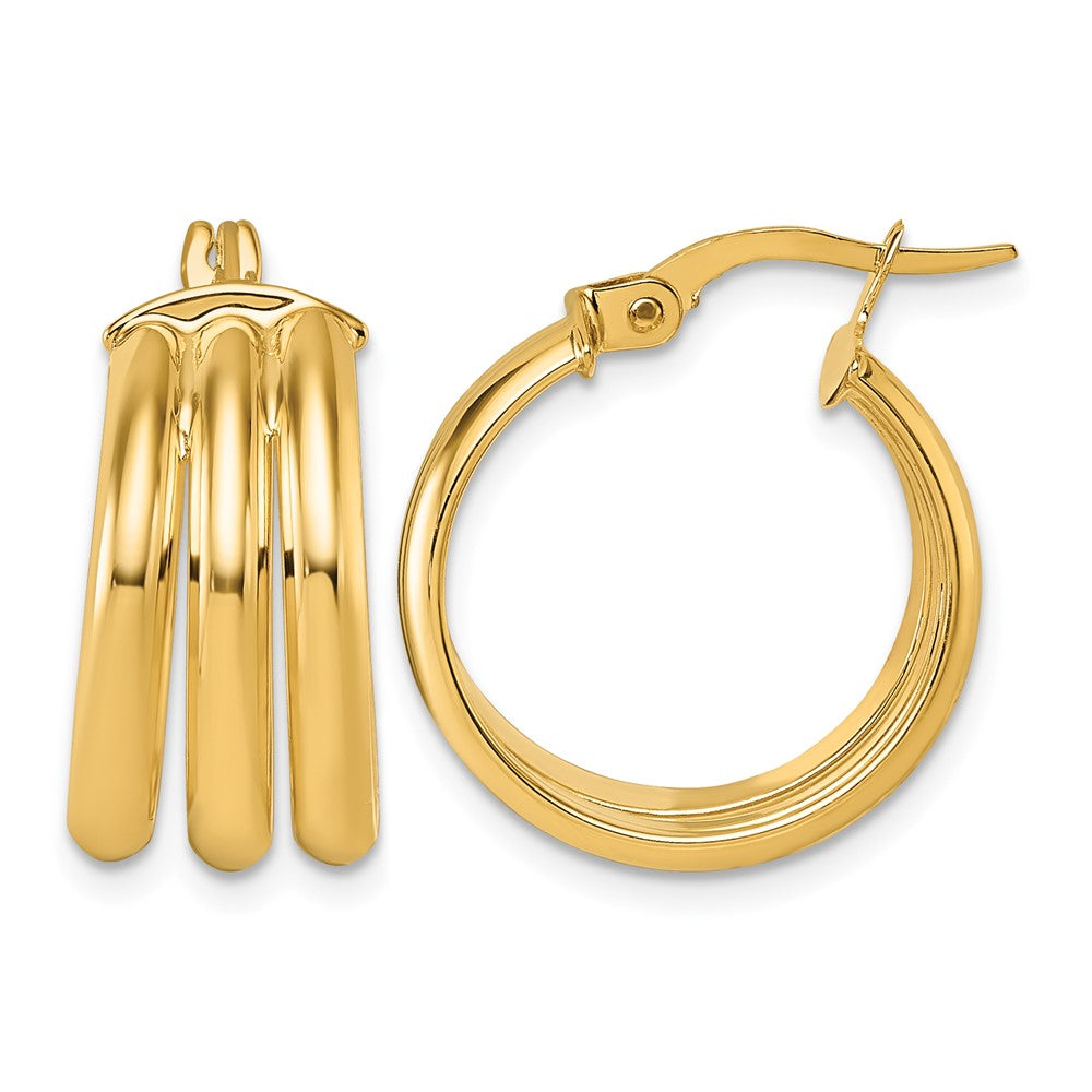 Polished Triple Row Hoop Earrings