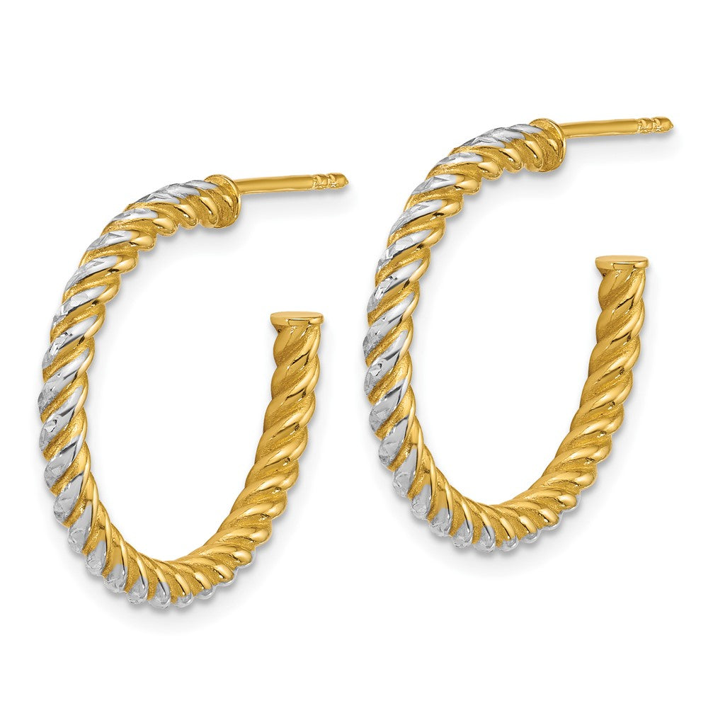 Polished D/C Twisted 2.75mm Post Hoop Earrings - 2.07g