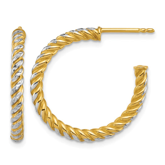 Polished D/C Twisted 2.75mm Post Hoop Earrings - 2.07g