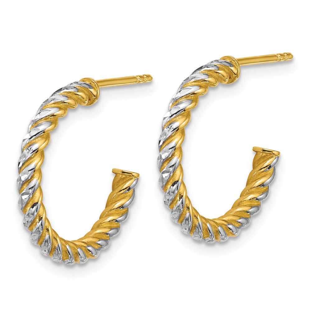 Polished D/C Twisted 2.75mm Post Hoop Earrings - 1.78g