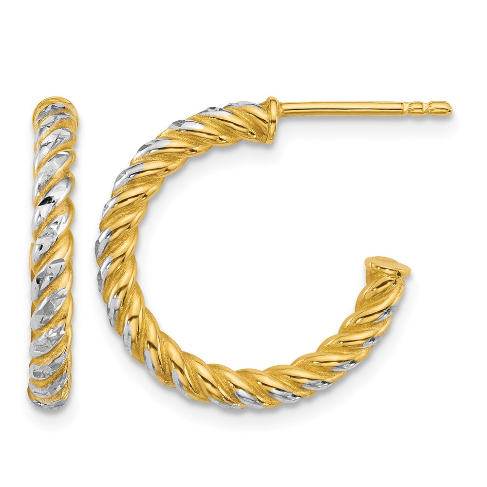 Polished D/C Twisted 2.75mm Post Hoop Earrings - 1.78g