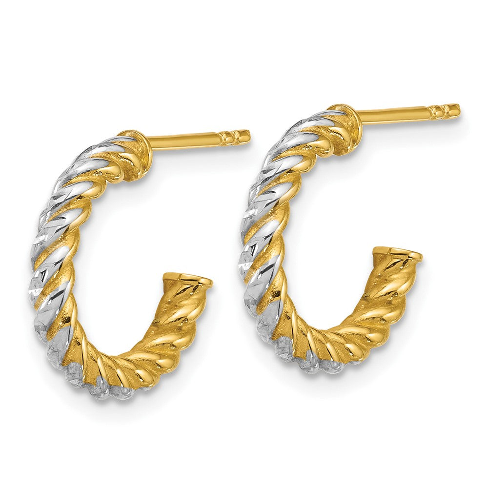 Polished D/C Twisted 2.75mm Post Hoop Earrings - 1.49g