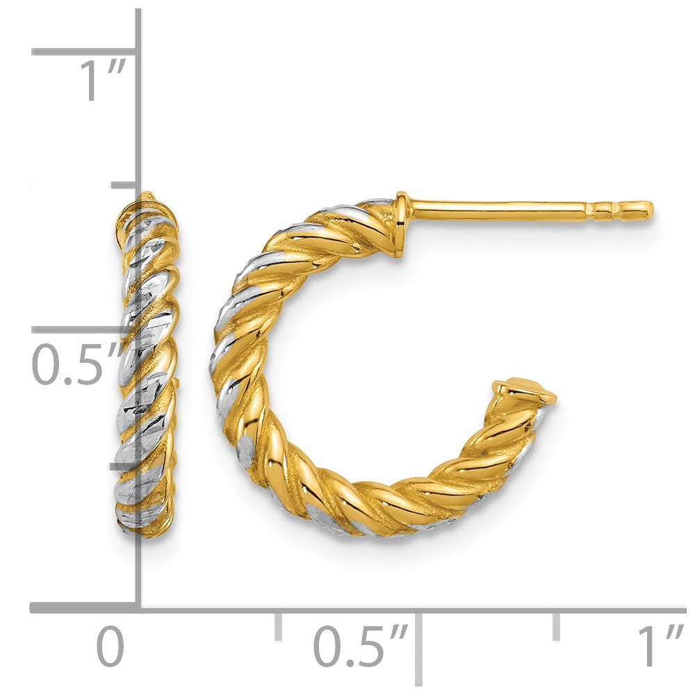 Polished D/C Twisted 2.75mm Post Hoop Earrings - 1.49g