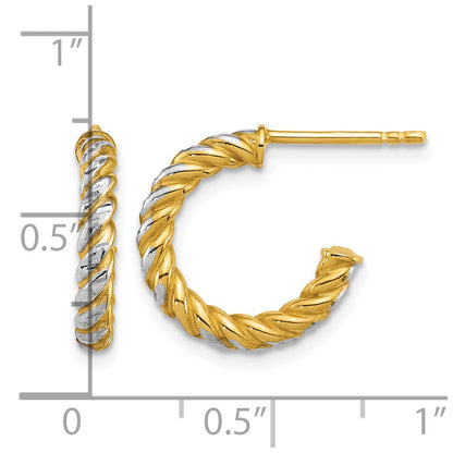 Polished D/C Twisted 2.75mm Post Hoop Earrings - 1.49g