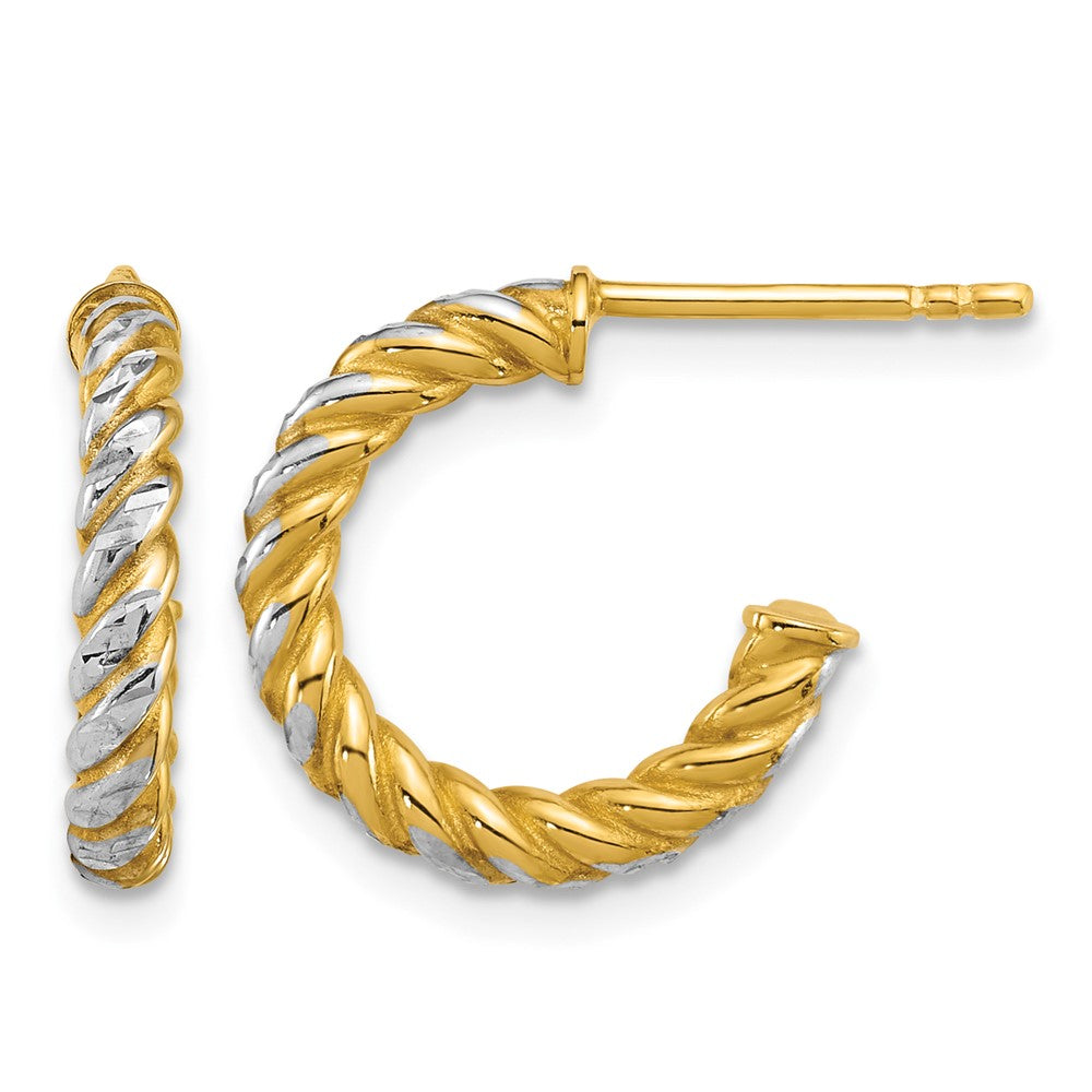 Polished D/C Twisted 2.75mm Post Hoop Earrings - 1.49g