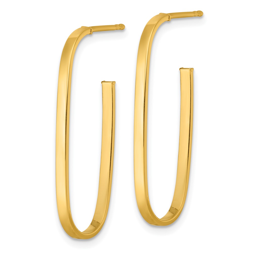 Polished Long 2mm Post Hoop Earrings