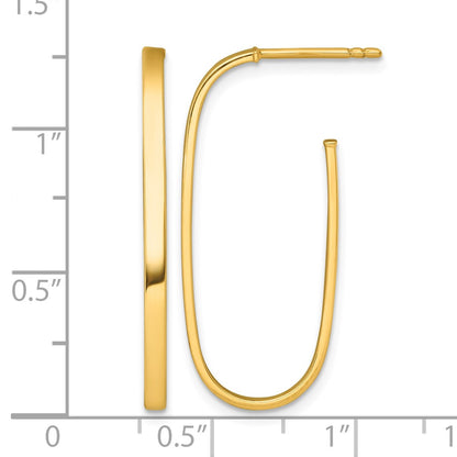 Polished Long 2mm Post Hoop Earrings