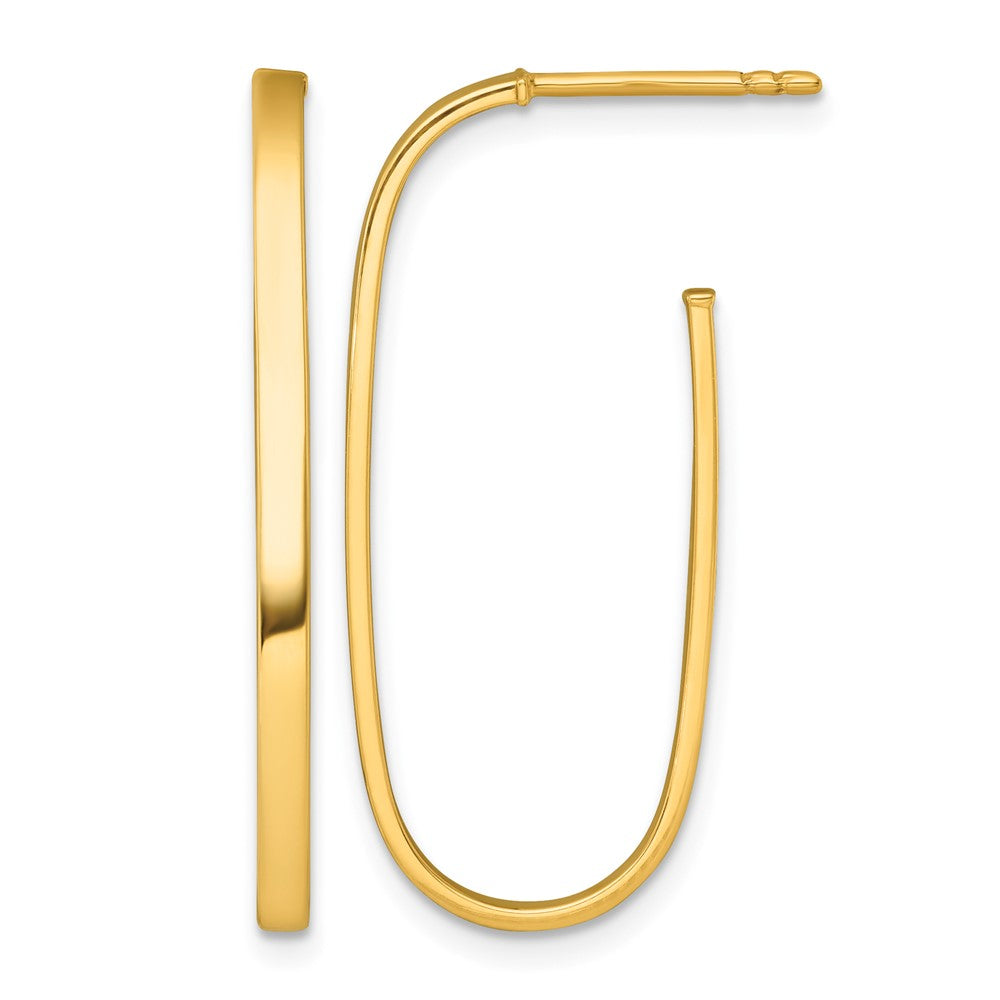 Polished Long 2mm Post Hoop Earrings