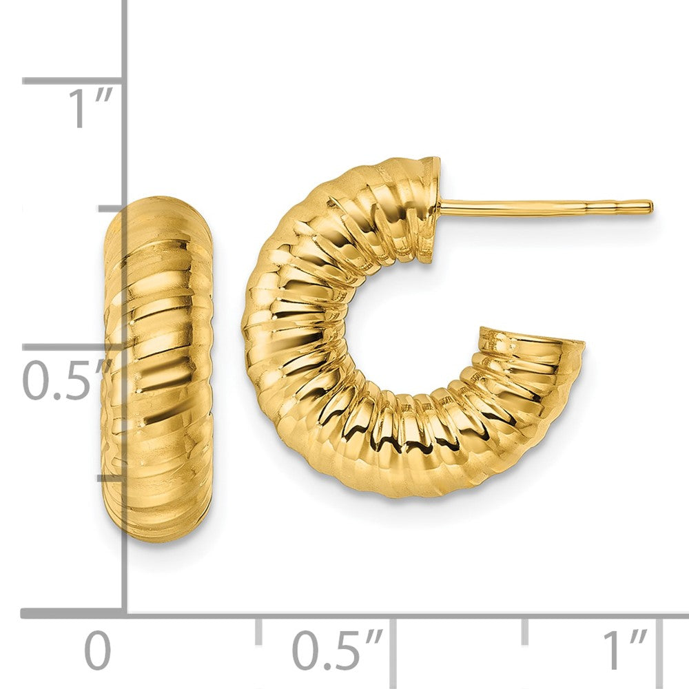 Polished 5mm Textured Tube Post Hoop Earrings - 2.24g