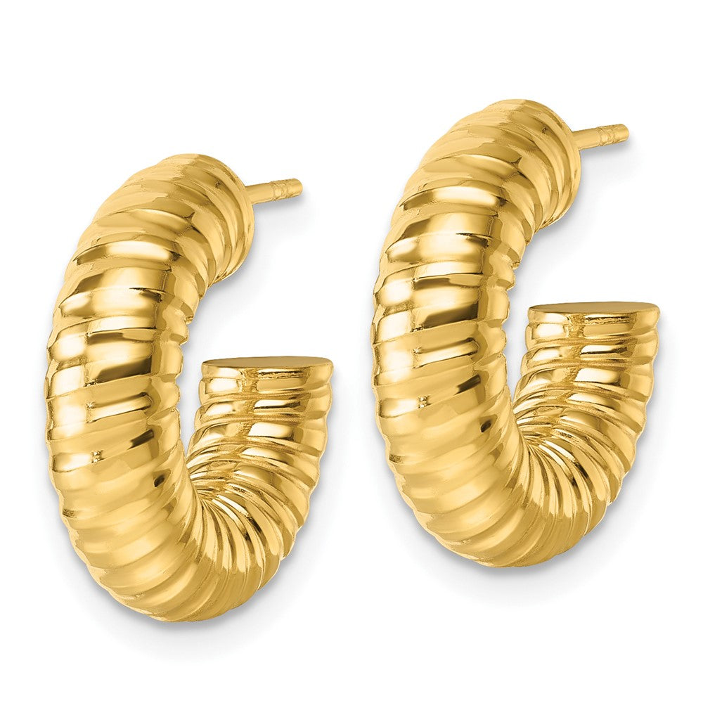 Polished 5mm Textured Tube Post Hoop Earrings - 2.51g