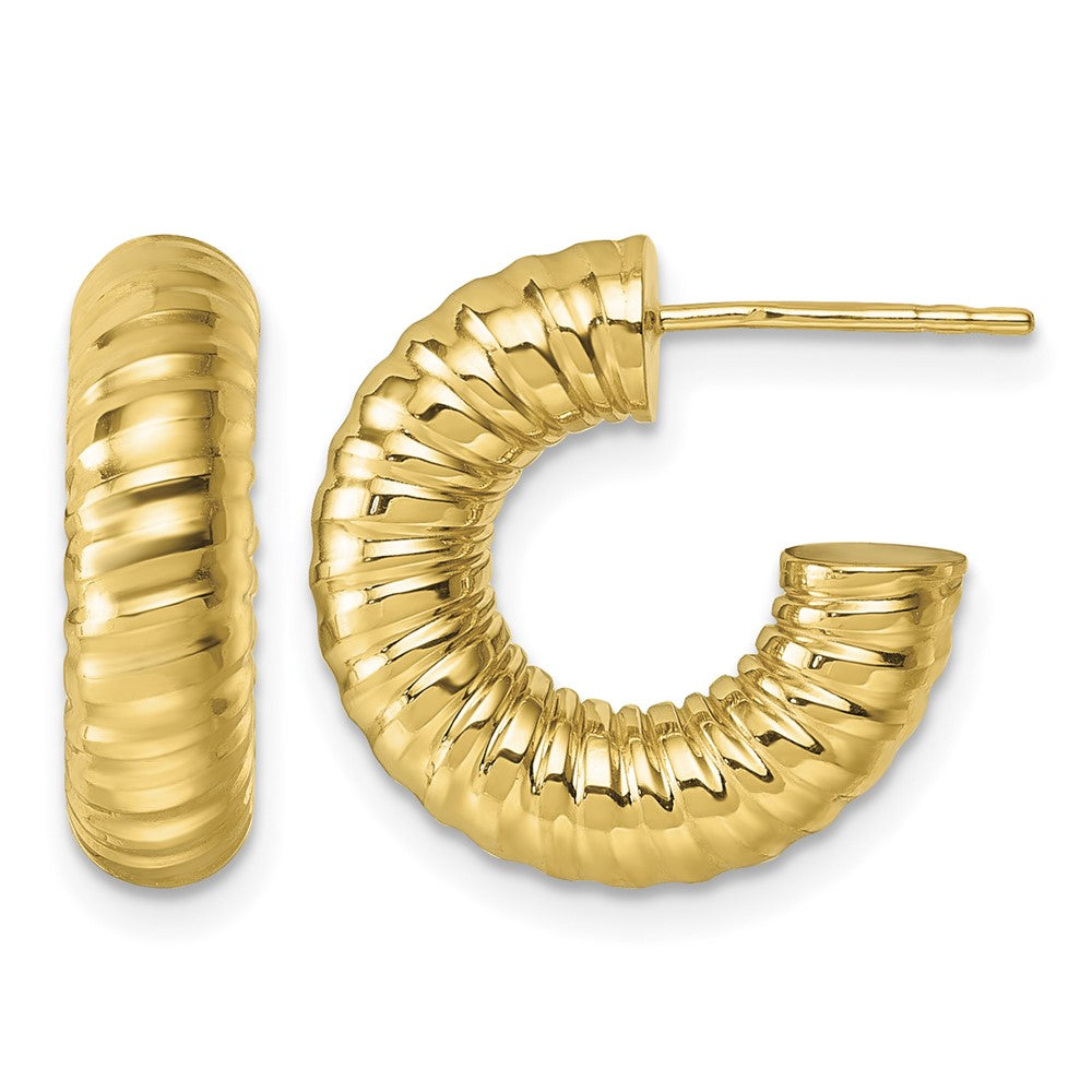 Polished 5mm Textured Tube Post Hoop Earrings - 2.51g