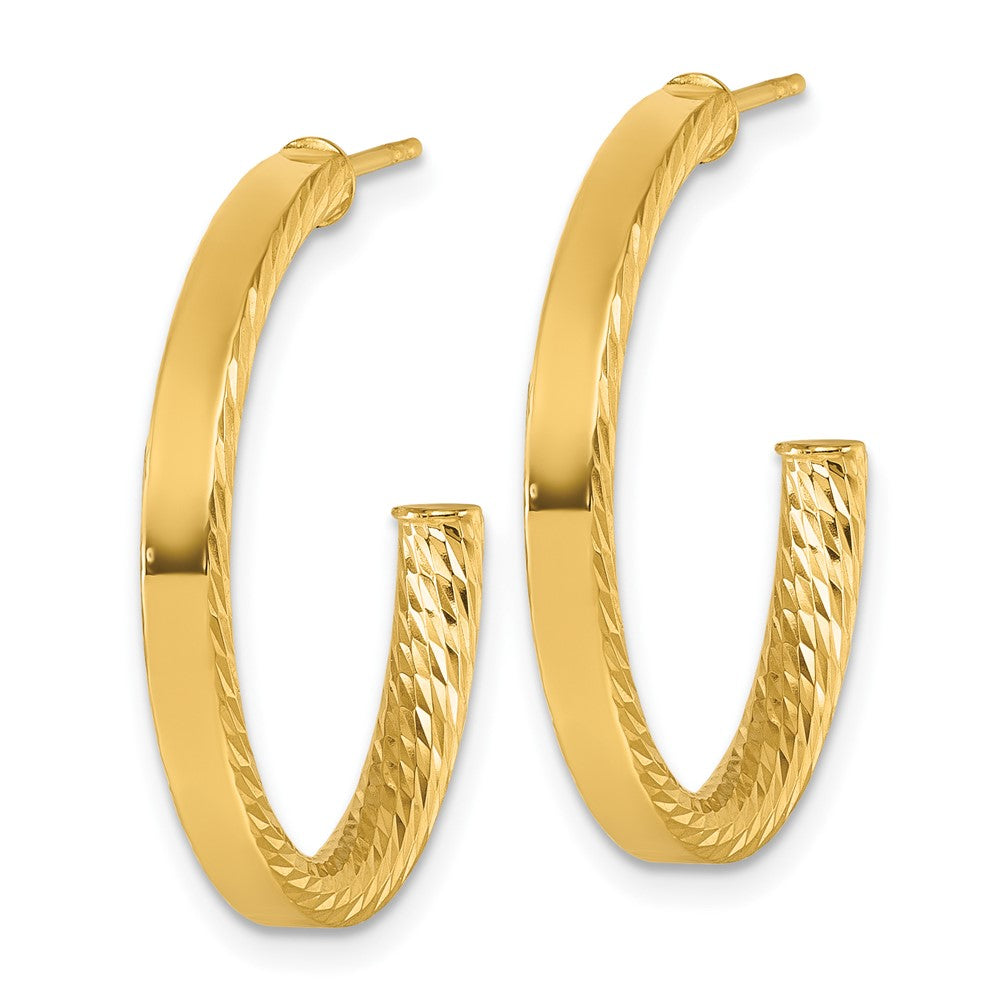 Polished and D/C Tube Post Hoop Earrings - 1.99g
