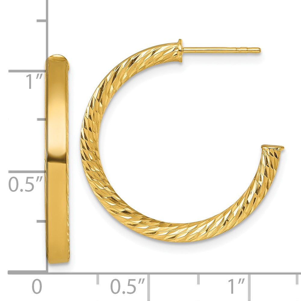 Polished and D/C Tube Post Hoop Earrings - 1.99g