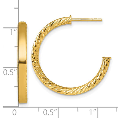 Polished and D/C Tube Post Hoop Earrings - 1.99g