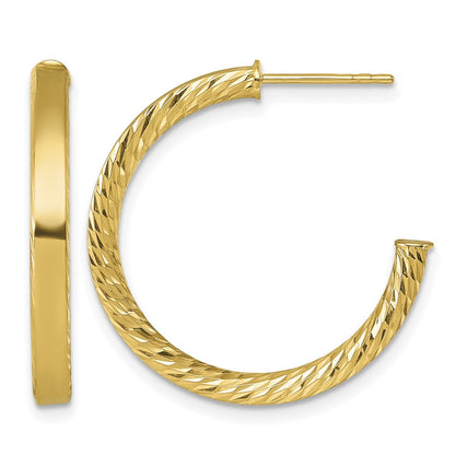 Polished and D/C Tube Post Hoop Earrings - 1.99g