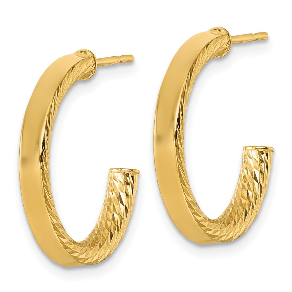 Polished and D/C Tube Post Hoop Earrings - 1.69g