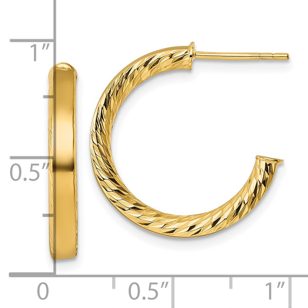 Polished and D/C Tube Post Hoop Earrings - 1.69g