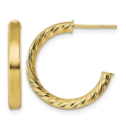 Polished and D/C Tube Post Hoop Earrings - 1.69g