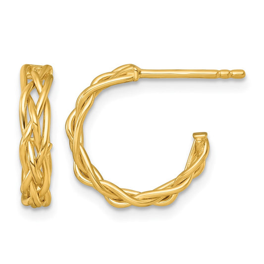 Polished Woven 3mm Post Hoop Earrings - 1.46g