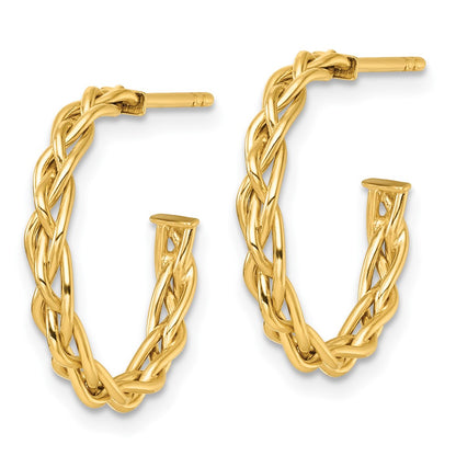 Polished Woven 3mm Post Hoop Earrings - 1.78g