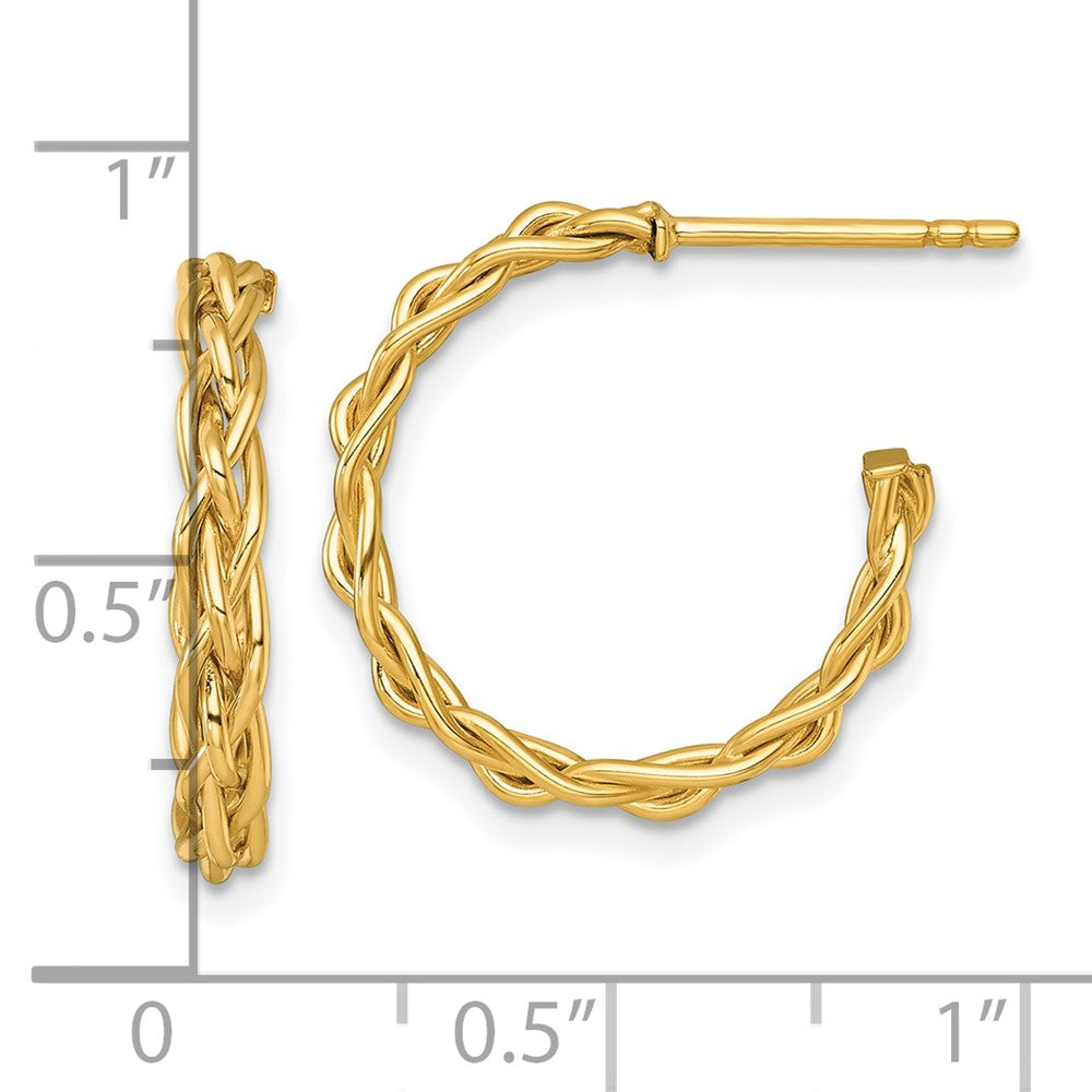 Polished Woven 3mm Post Hoop Earrings - 1.78g