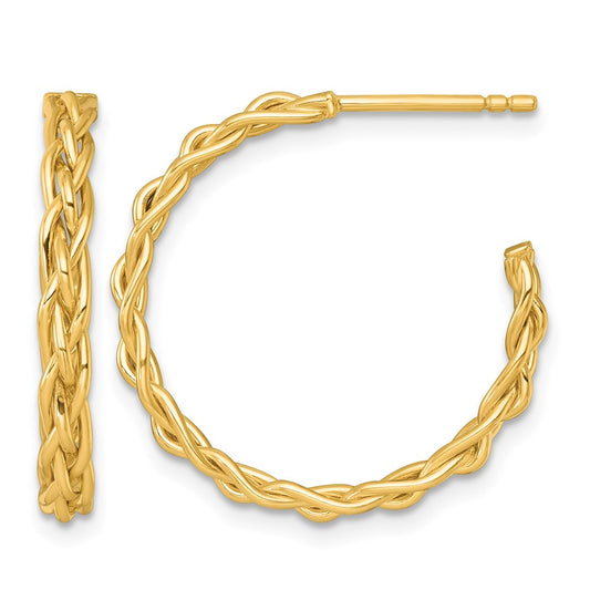 Polished Woven 3mm Post Hoop Earrings - 2.12g