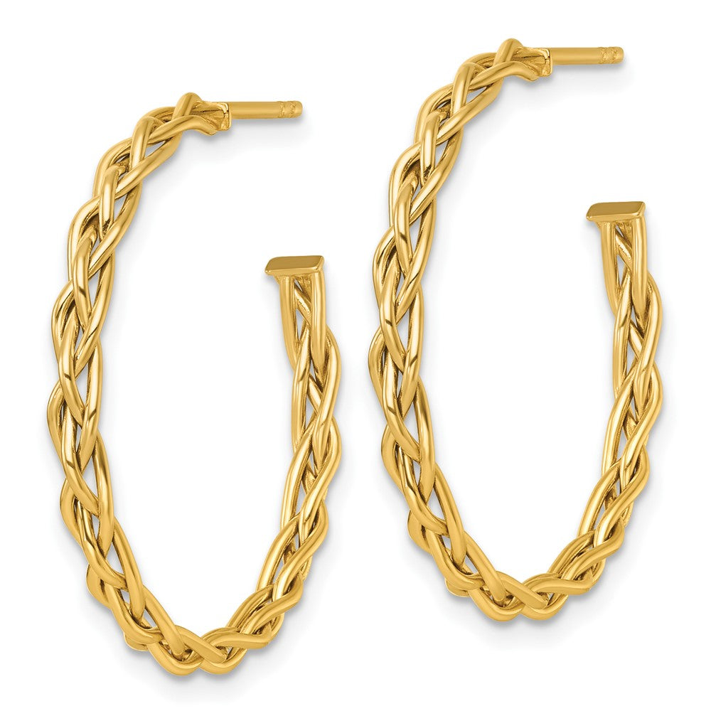 Polished Woven 3mm Post Hoop Earrings - 2.58g