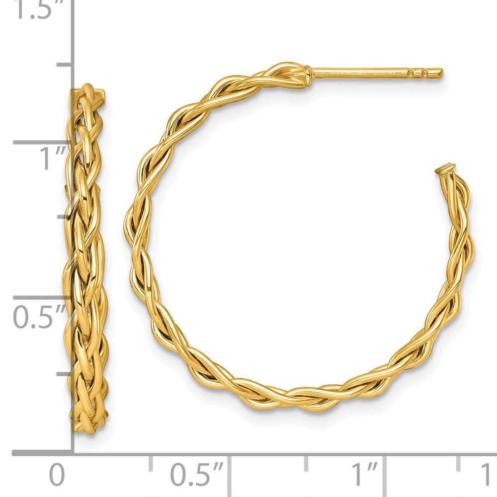 Polished Woven 3mm Post Hoop Earrings - 2.58g