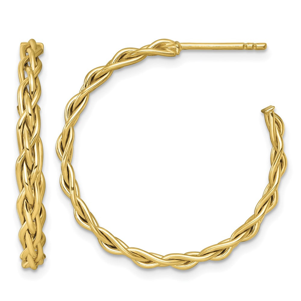 Polished Woven 3mm Post Hoop Earrings - 2.58g