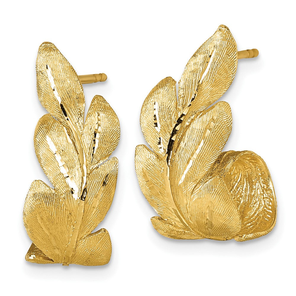 Brushed And Textured Leaf Post Earrings