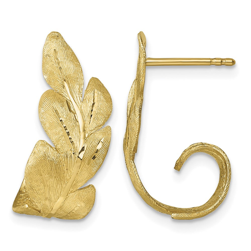 Brushed And Textured Leaf Post Earrings