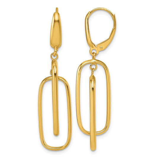Polished Dangle Rectangles Leverback Earrings