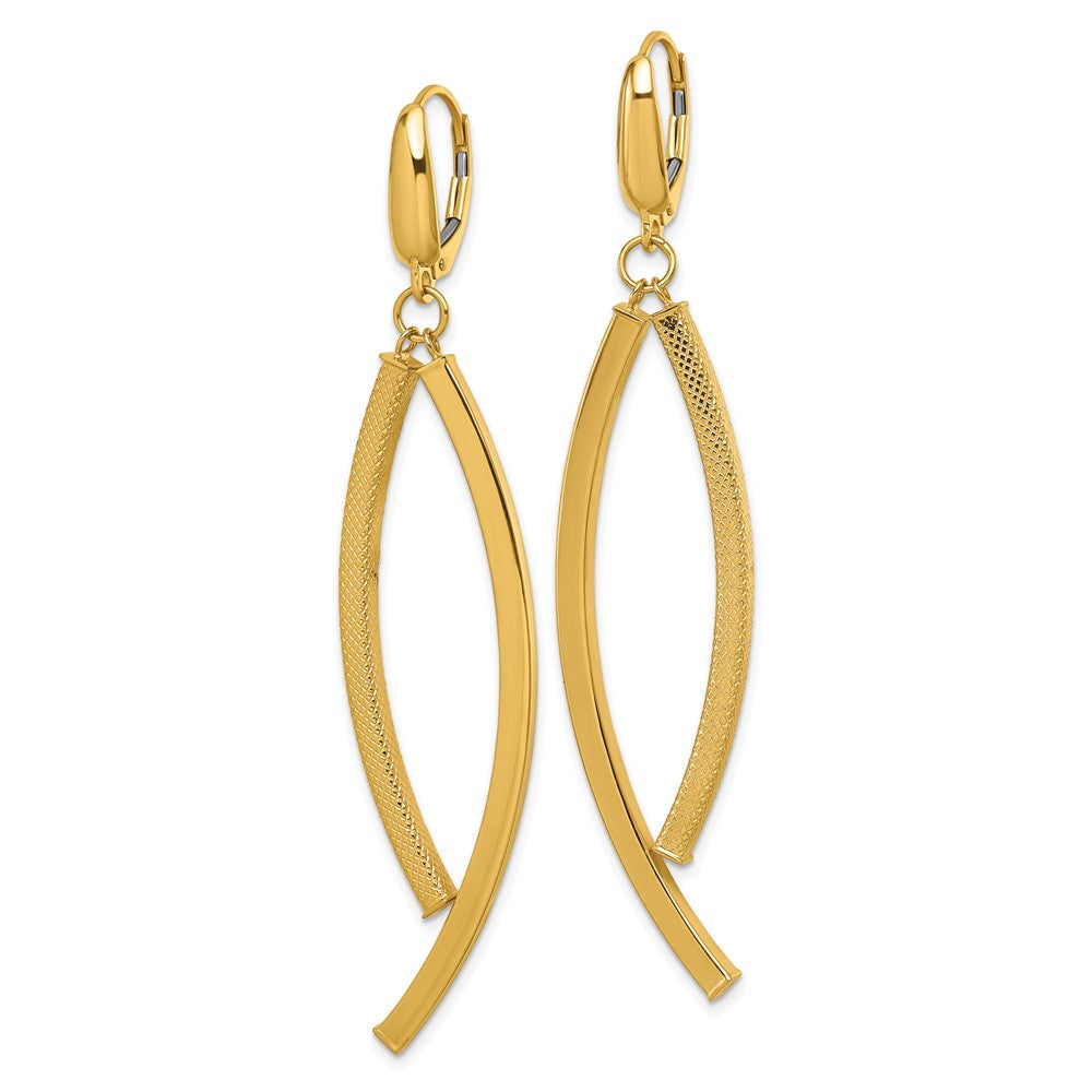 Polished and Textured Dangle Bar Leverback Earrings
