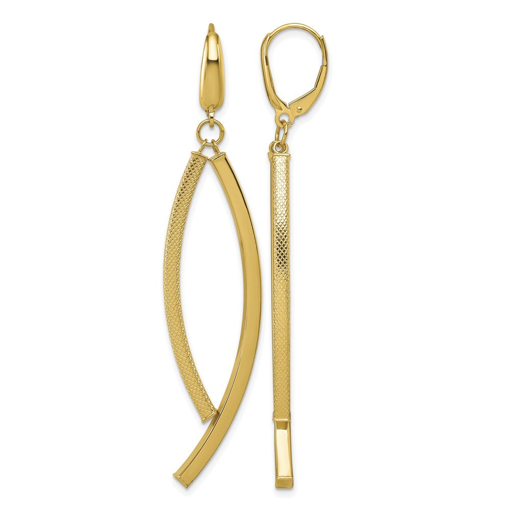 Polished and Textured Dangle Bar Leverback Earrings