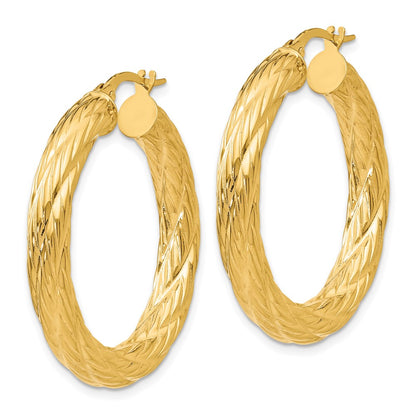 Textured Tube Hoop Earrings - 4.29g