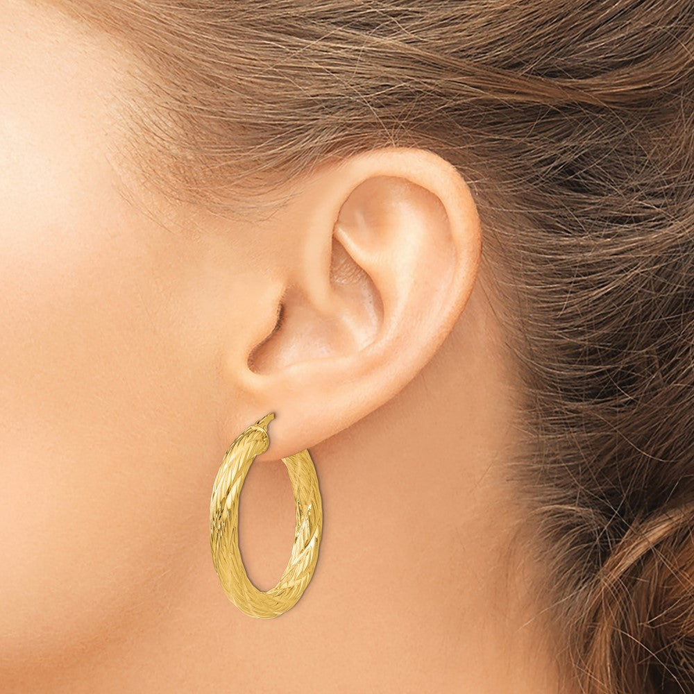 Textured Tube Hoop Earrings - 4.29g
