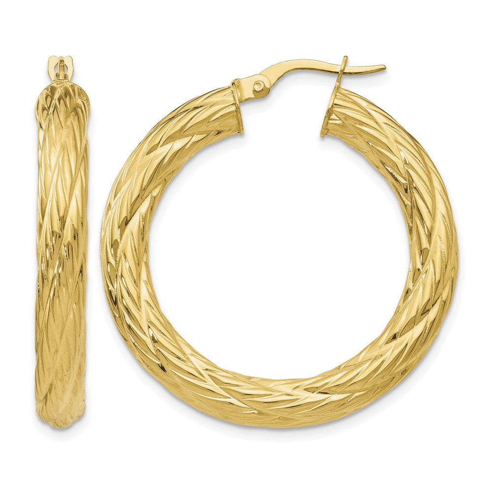 Textured Tube Hoop Earrings - 4.29g