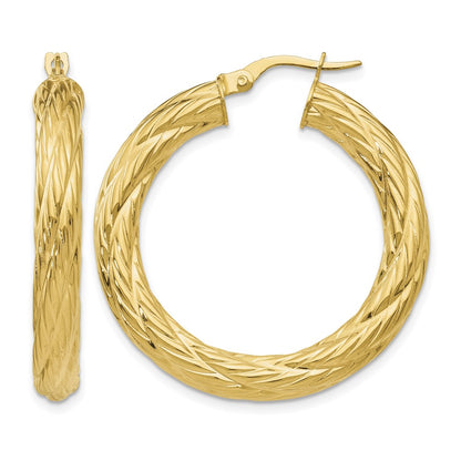 Textured Tube Hoop Earrings - 4.29g