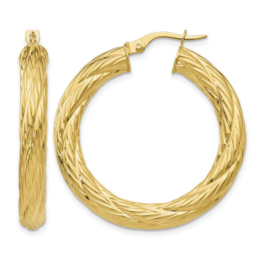 Textured Tube Hoop Earrings - 4.29g
