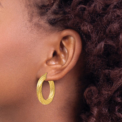 Textured Tube Hoop Earrings - 3.63g