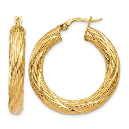 Textured Tube Hoop Earrings - 3.63g
