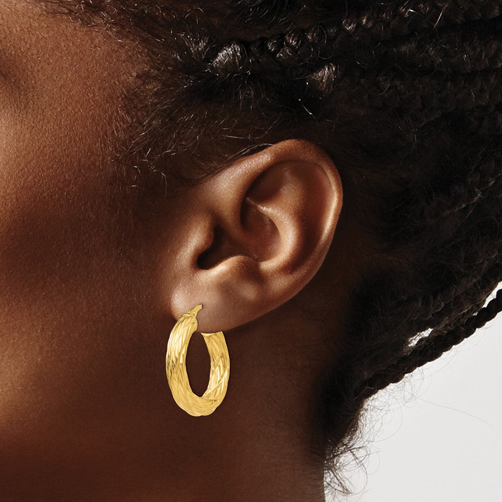 Textured Tube Hoop Earrings - 3.1g
